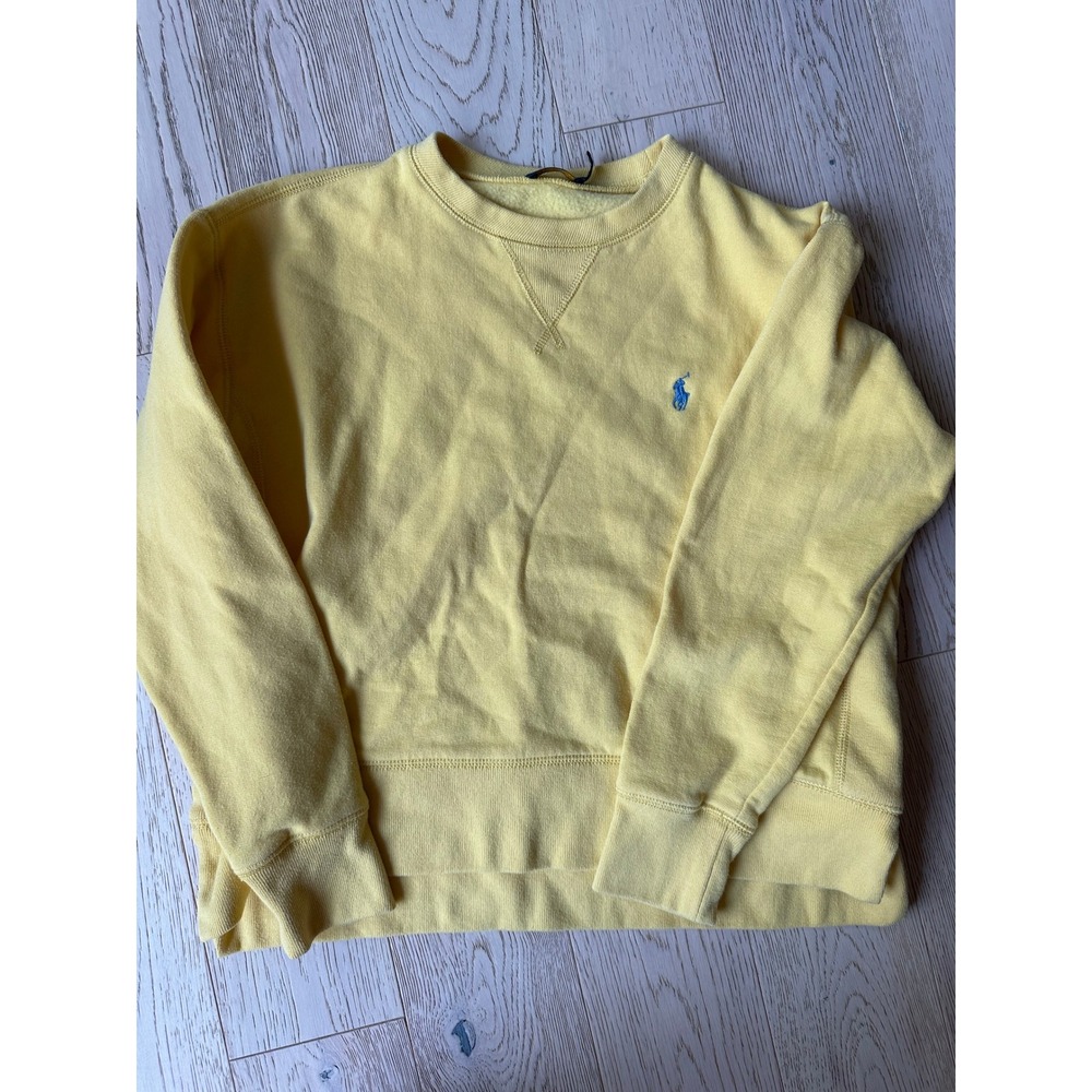 VIntage Polo Ralph Lauren Womens Yellow Crewneck Sweatshirt Blue Pony Size M